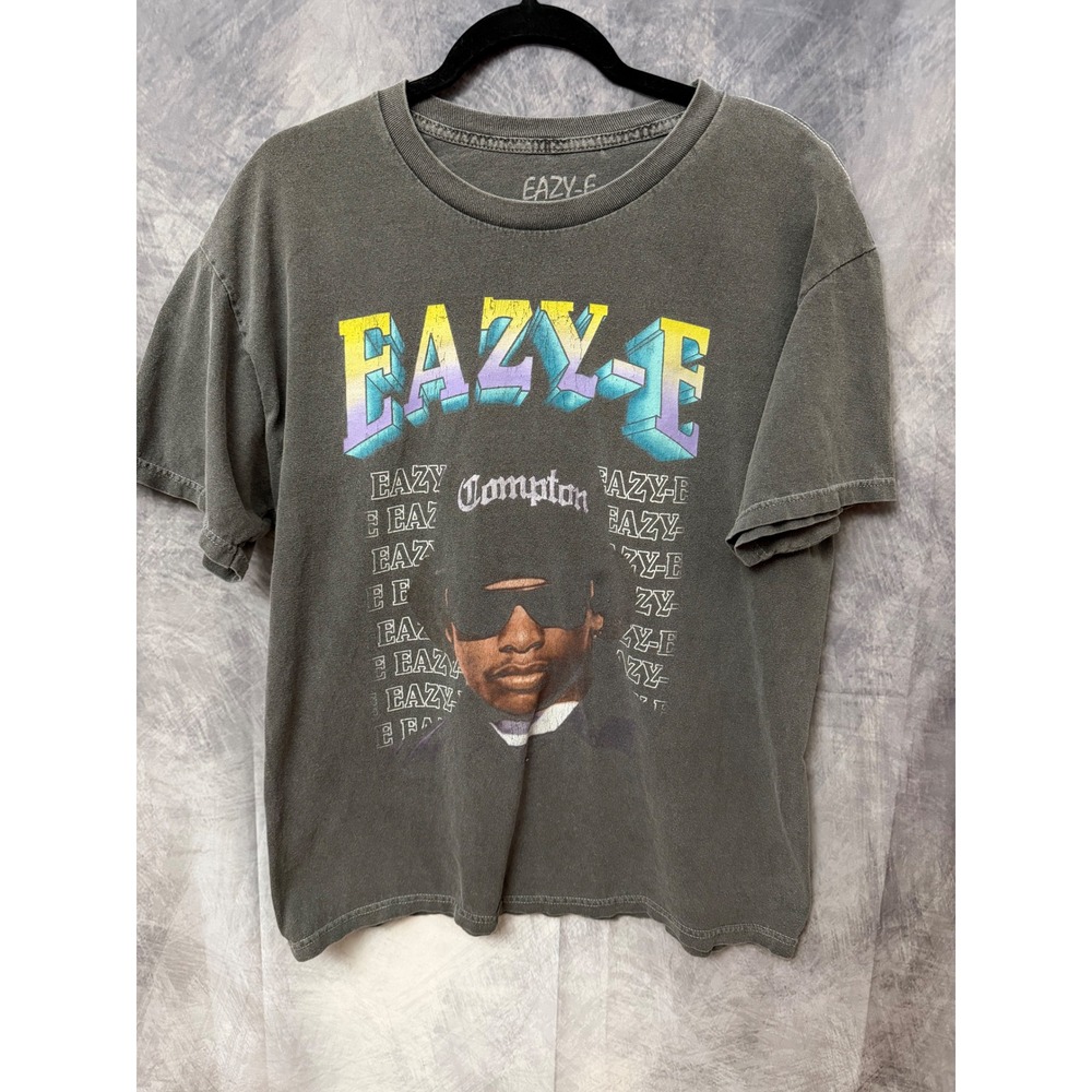 Eazy-E Compton Rap Graphic TShirt Mens Large Distressed Grey Vintage Wash Cotton
